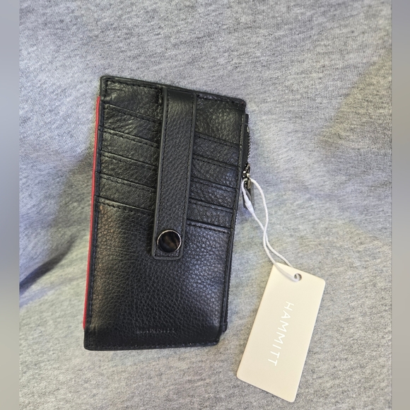 NWT Hammitt Black and Red Leather Gunmetal Hardware 210 West Wallet main image 0
